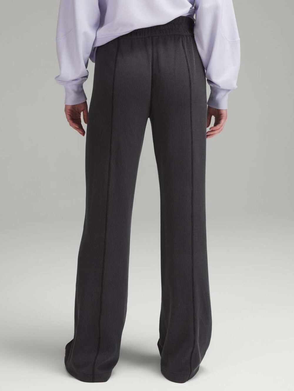 Lululemon Ribbed Softstreme High Rise Pants Grey Wide Leg Womens Size Large - Picture 2 of 16